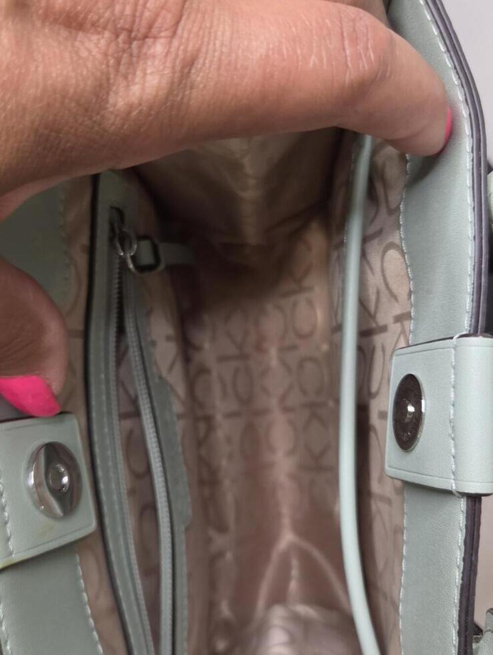 Calvin Klein Audrey Signature Crossbody Mini Tote Sage and Khaki - Picture 6 of 13